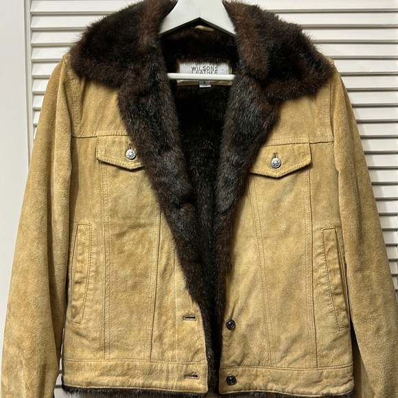 Vintage Tan Suede Fur Coat Jacket - Picture 1 of 7